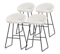 ML-Design Lot 4 Tabourets de Bar en Tissu Beige, Hauteur 75 cm, Chaises de Comptoir Rembourrées, avec Dossier et Repose-Pieds, Piètement Métal Robuste, Sièges Hauts Confortables Cuisine Îlot Bistrot