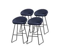 ML-Design Lot 4 Tabourets de Bar en Tissu Bleu Foncé, H 75 cm, Chaises de Comptoir Rembourrées, avec Dossier et Repose-Pieds, Piètement Métal Robuste, Sièges Hauts Confortables Cuisine Îlot Bistrot