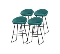ML-Design Lot 4 Tabourets de Bar en Tissu Bleu Pétrole, H 75 cm, Chaises de Comptoir Rembourrées, avec Dossier et Repose-Pieds, Piètement Métal Robuste, Sièges Hauts Confortables Cuisine Îlot Bistrot