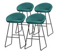 ML-Design Lot 4 Tabourets de Bar en Tissu Bleu Pétrole, H 75 cm, Chaises de Comptoir Rembourrées, avec Dossier et Repose-Pieds, Piètement Métal Robuste, Sièges Hauts Confortables Cuisine Îlot Bistrot