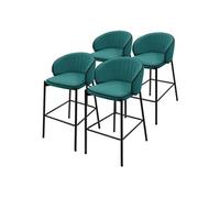 ML-Design Lot 4 Tabourets de Bar en Tissu Bleu Pétrole, H 76 cm, Chaises de Comptoir