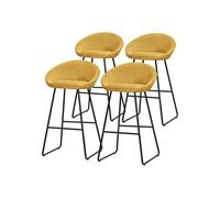 ML-Design Lot 4 Tabourets de Bar en Tissu Moutarde, H 75 cm, Chaises de Comptoir Rembourrées, avec Dossier et Repose-Pieds, Piètement Métal Robuste, Sièges Hauts Confortables Cuisine Îlot Bistrot