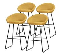 ML-Design Lot 4 Tabourets de Bar en Tissu Moutarde, H 75 cm, Chaises de Comptoir Rembourrées, avec Dossier et Repose-Pieds, Piètement Métal Robuste, Sièges Hauts Confortables Cuisine Îlot Bistrot
