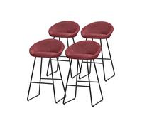 ML-Design Lot 4 Tabourets de Bar en Tissu Rouge, Hauteur 75 cm, Chaises de Comptoir Rembourrées, avec Dossier et Repose-Pieds, Piètement Métal Robuste, Sièges Hauts Confortables Cuisine Îlot Bistrot