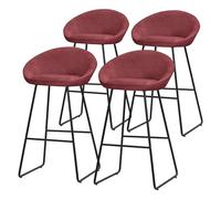 ML-Design Lot 4 Tabourets de Bar en Tissu Rouge, Hauteur 75 cm, Chaises de Comptoir