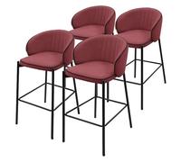 ML-Design Lot 4 Tabourets de Bar en Tissu Rouge, Hauteur 76 cm, Chaises de Comptoir Rembourrées, Dossier Arrondi et Repose-Pieds, Structure Métallique, Sièges Hauts Confortables Cuisine Îlot Bistrot