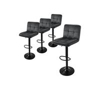 ML-Design Lot 4 Tabourets de Bar Gris en Velours Rembourré avec Dossier Repose Pied Chaise