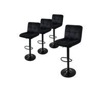 ML-Design Lot 4 Tabourets de Bar Noir en Velours Rembourré avec Dossier Repose Pied Chaise