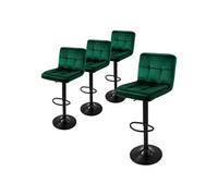 ML-Design Lot 4 Tabourets de Bar Vert en Velours Rembourré avec Dossier Repose Pied Chaise