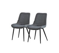 ML-Design Lot de 2 Chaises de Salle à Manger, Anthracite, Assise en Simili avec Pieds Métalliques Noirs, Chaises de Cuisine avec Dossier, Chaises Rembourrées pour Salon Bureau, Fauteuils Tapissés