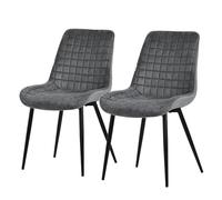 ML-Design Lot de 2 Chaises de Salle à Manger, Anthracite, Assise en Velours avec Pieds Métalliques Noirs, Chaises de Cuisine avec Dossier, Chaises Rembourrées pour Salon Bureau, Fauteuils Tapissés