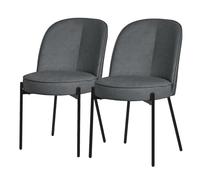 ML-Design Lot de 2 Chaises de Salle à Manger, Anthracite en Polyester avec Pieds Métalliques, Dossier Confortable Arrondi, Assise Rembourrée, Sièges Ergonomiques pour Cuisine et Salon, Design Moderne