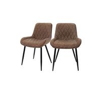 ML-Design Chaises de salle à manger Lot 2 - Rembourrées, dossier & accoudoirs, pieds métal - Marron