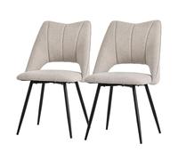 ML-Design Lot de 2 Chaises de Salle à Manger Beige, Assise en Polyester, Chaise Rembourrées avec Dossier et Pieds Métalliques Noirs, Fauteuils Modernes pour Bureau, Salon, Salle à Manger et Cuisine
