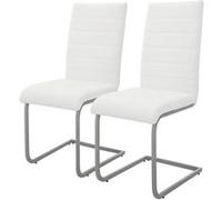 ML-Design Lot de 2 Chaises de Salle à Manger Blanc en Simili Design Cantilever Chaise Pied Weiß