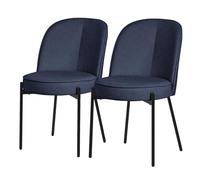 ML-Design Lot de 2 Chaises de Salle à Manger, Bleu foncé en Polyester avec Pieds Métalliques, Dossier Confortable Arrondi, Assise Rembourrée, Sièges Ergonomiques pour Cuisine et Salon, Design Moderne