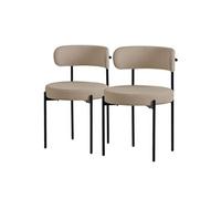 ML-Design Lot de 2 Chaises de Salle à Manger, en Tissu Teddy Polyester, Marron, avec Dossier, Chaise Ronde Rembourrée avec Pieds Métalliques Noirs, Fauteuil Lounge Ergonomique de Salon Cuisine Bureau