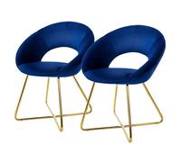 ML-Design Lot de 2 Chaises de Salle à Manger en Velours Bleu Assise Rembourrée Fauteuil pour Table à Manger Maquillage Salon Cuisine