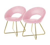ML-Design Lot de 2 Chaises de Salle à Manger en Velours Rose avec Dossier Rond Rembourrée