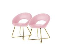 ML-Design Lot de 2 Chaises de Salle à Manger en Velours Rose avec Dossier Rond Rembourrée