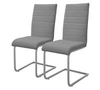 ML-Design Lot de 2 Chaises de Salle à Manger, Gris, en Simili, Design Cantilever, Chaise Pied Luge, Assise Rembourré, Ergonomique à Dossier Haut, Piètement Métallique, Chaise pour Bureau Cuisine Salon