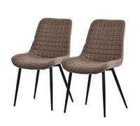 ML-Design Lot de 2 Chaises de Salle à Manger, Marron, Assise en Simili avec Pieds Métalliques Noirs, Chaises de Cuisine avec Dossier, Chaises Rembourrées pour Salon Bureau, Fauteuils Tapissés
