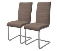 ML-Design Lot de 2 Chaises de Salle à Manger, Marron, en Simili, Design Cantilever, Chaise Pied Luge, Assise Rembourré, Ergonomique, Dossier Haut Piètement Métallique, Chaise pour Bureau Cuisine Salon