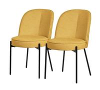 ML-Design Lot de 2 Chaises de Salle à Manger, Moutarde en Polyester avec Pieds Métalliques, Dossier Confortable Arrondi, Assise Rembourrée, Sièges Ergonomiques pour Cuisine et Salon, Design Moderne