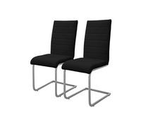 ML-Design Lot de 2 Chaises de Salle à Manger, Noir, en Simili, Design Cantilever, Chaise Pied Luge, Assise Rembourré, Ergonomique à Dossier Haut, Piètement Métallique, Chaise pour Bureau Cuisine Salon
