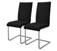 ML-Design Lot de 2 Chaises de Salle à Manger, Noir, en Simili, Design Cantilever, Chaise Pied Luge, Assise Rembourré, Ergonomique à Dossier Haut, Piètement Métallique, Chaise pour Bureau Cuisine Salon