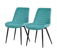 ML-Design Lot de 2 Chaises de Salle à Manger, Pétrole, Assise en Velours avec Pieds Métalliques Noirs, Chaises de Cuisine avec Dossier, Chaises Rembourrées pour Salon Bureau, Fauteuils Tapissés