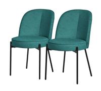 ML-Design Lot de 2 Chaises de Salle à Manger, Pétrole en Polyester avec Pieds Métalliques, Dossier Confortable Arrondi, Assise Rembourrée, Sièges Ergonomiques pour Cuisine et Salon, Design Moderne