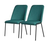 ML-Design Lot de 2 Chaises de Salle à Manger, Pétrole en Polyester avec Pieds Métalliques, Dossier Ergonomique, Assise Rembourrée, Sièges Confortables pour Cuisine et Salon, Design Moderne Élégant