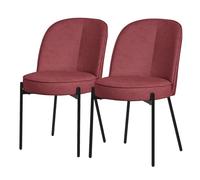 ML-Design Lot de 2 Chaises de Salle à Manger, Rouge en Polyester avec Pieds Métalliques, Dossier Confortable Arrondi, Assise Rembourrée, Sièges Ergonomiques pour Cuisine et Salon, Design Moderne