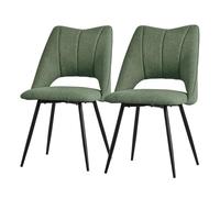 ML-Design Lot de 2 Chaises de Salle à Manger Vert, Assise en Polyester, Chaise Rembourrées avec Dossier et Pieds Métalliques Noirs, Fauteuils Modernes pour Bureau, Salon, Salle à Manger et Cuisine