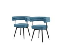 ML-Design Lot de 2 Chaises Pivotantes, Bleu en Tissu Teddy Pieds en métal avec Accoudoirs et Dossier, Rotation à 360°, Assise Rembourrée Ergonomique, Mobilier Moderne pour Salle à Manger ou Salon