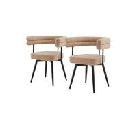 ML-Design Lot de 2 Chaises Pivotantes, Marron en Tissu Teddy Pieds en métal avec Accoudoirs et Dossier, Rotation à 360°, Assise Rembourrée Ergonomique, Mobilier Moderne pour Salle à Manger ou Salon