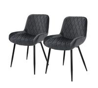 ML-Design Lot de 2 Chaises Salle à Manger avec Dossier et Accoudoirs, Anthracite, Siège en Velours Doux, Pieds Métal, Fauteuils Cuisine ou Salon, Coussin Rembourré Confortable, Style Moderne