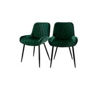 ML-Design - Lot de 2 chaises salle à manger vert rétro velours, pieds métal noir, accoudoirs