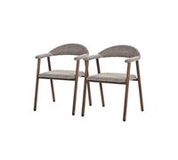 ML-Design Lot de 2 Chaises Salle à Manger, Marron avec Accoudoirs et Dossier, Rembourrées