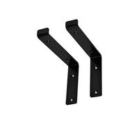 ML-Design Lot de 2 Equerres d'Etagère 25x4x14.5 cm, en Métal, Noir, Style Industriel,