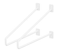 ML-Design Lot de 2 Équerres d'Étagère 265 mm, en Acier, Blanc, Style Industriel, Console Murale Decorative, Forme Épingle à Cheveux, Support Robuste pour Étagères Murales, Matériel de Montage Inclus