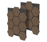 ML Design Lot de 2 Panneaux Acoustiques Hexagonaux, 66x81x2 cm, 1 m², Marron, en Feutre Recyclé/MDF, Revêtement Mural Isolation Phonique Décoration Mur Porte Plafond, Haute Densité, à Coller/Visser