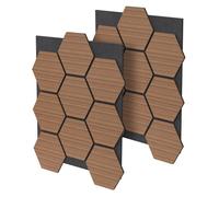 ML Design Lot de 2 Panneaux Acoustiques Hexagonaux, 66x81x2 cm, 1 m², Teck, en Feutre Recyclé/MDF, Revêtement Mural Isolation Phonique Décoration Mur Porte Plafond, Haute Densité, à Coller/Visser