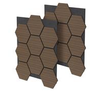 ML Design Lot de 2 Panneaux Acoustiques Hexagonaux 66x81x2cm 1 m² Marron, en Feutre Recyclé/MDF Revêtement Mural Isolation Phonique