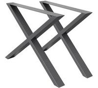 ML-Design Lot de 2 pieds de table 60 x 72 cm en forme de X anthracite en acier peinture en poudrage design industriel profil carré table à manger et projects de bricolage protecteur de sol inclus Anth