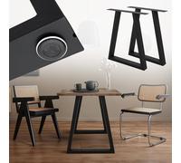 ML-Design Lot de 2 Pieds de Table à Manger Forme Trapézoïdale 60x72 cm Noir, en Acier Revêtu par Poudre, Style Industriel, Piètement de Meuble Châssis Robuste pour Bureau Cuisine Salle Salon