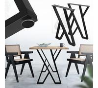 ML-Design Lot de 2 Pieds de Table L50xH71 cm, Forme de X, Noir, en Acier Peint par Poudrage, Design Industriel, Piètement de Meuble DIY, Patins de Table à Manger Banc Bureau