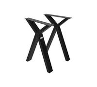 ML-Design Lot de 2 Pieds de Table L50xH72 cm, Forme en X, Noir, en Acier Peint par