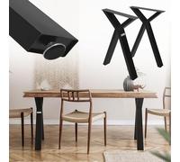 ML-Design Lot de 2 Pieds de Table L50xH72 cm, Forme en X, Noir, en Acier Peint par Poudrage, Design Industriel, Piètement de Meuble DIY, Patins de Table à Manger Banc Bureau, avec Matériel de Montage